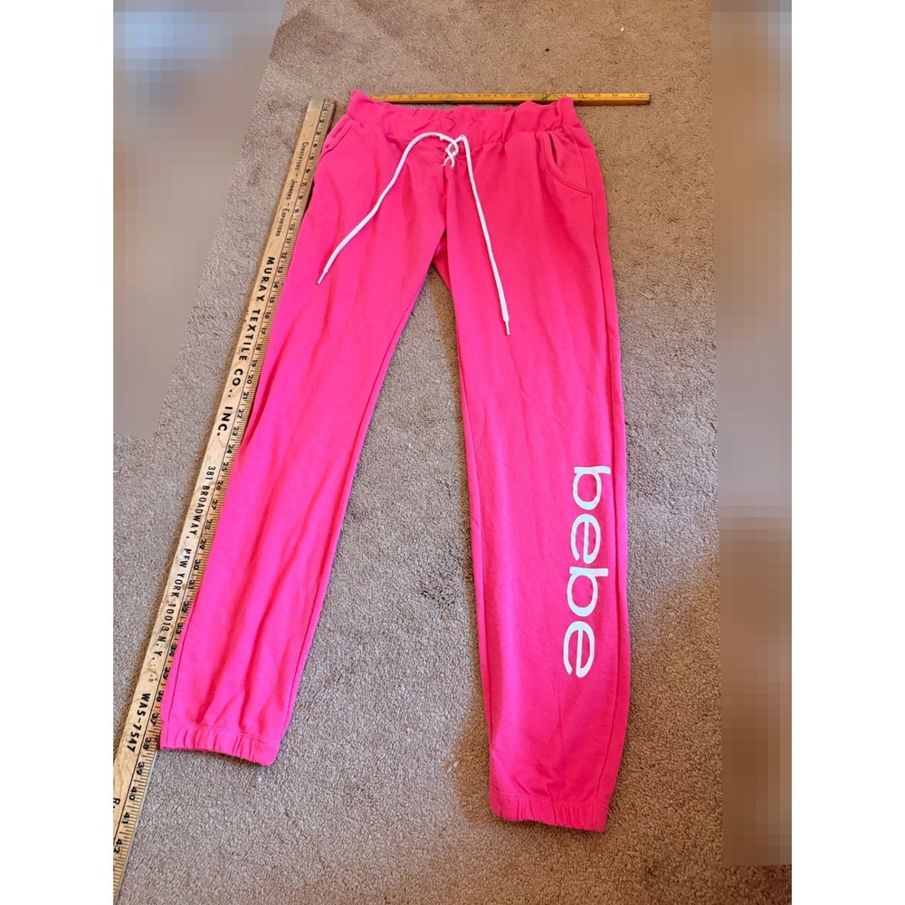 Y2K 2000s style Bebe Sleepwear Pink Joggers Sweatpants lace up Drawstring Lounge - Picture 4 of 8